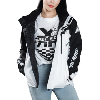 RXR RABBIT RIDER 兔騎士 絕對防禦騎士機能外套 標準版 防風保暖防摔機車外套, 5L(80 x 65 x 10cm), 黑色 + 白色