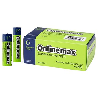 크린랩 온라인맥스 알카라인 건전지 AA 20p + AAA 20p 세트 콤보팩, 1세트