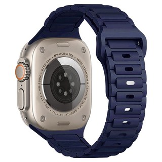 HAMATE 智慧手錶 積木素色矽膠錶帶 42 / 44 / 45 / 46 / 49mm, 1個, 海軍藍