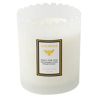 LUXURIOUS 浮雕蕾絲香氛蠟燭, 200g, 1個, 英國梨小蒼蘭