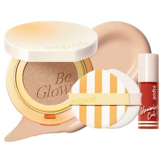 espoir 艾絲珀 Be Glow Volume晶鑽水光氣墊粉餅 SPF42 PA+++ 13g+粉撲 2入+光澤絲絨唇釉 2g組 Gleaming Cali Edition, 22 Petal, 1組