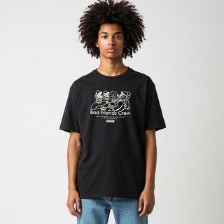 Royallife Royal Life壞朋友Crew圖案短袖T恤 RL1022, Black