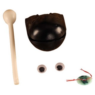 Dimis 佛誕節木魚 5公分 + 眼睛 + 玉珮套組, 1套, 黑色(木魚)