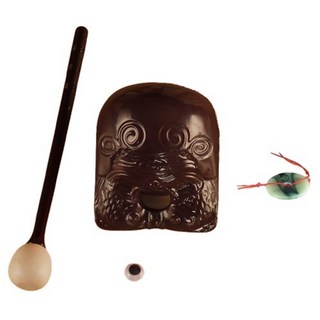 Dimis 佛誕節 木魚 7.5公分 + 眼睛 + 玉珮 套組, 1套, 古銅紅(木魚)