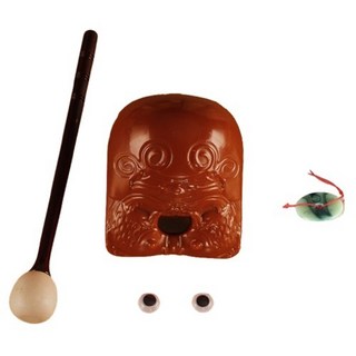 Dimis 佛誕節 木魚 7.5公分 + 眼睛 + 玉珮 套組, 1套, 棕色(木魚)