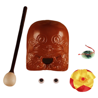Dimis 釋迦誕辰日 木魚 9cm + 眼睛 + 玉珮 + 墊子 套組, 1套, 棕色(木魚)