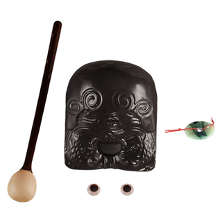 Dimis 佛誕節 木魚 木魚 7.5公分 + 眼睛 + 玉珮 套組, 1套, 黑色(木魚)