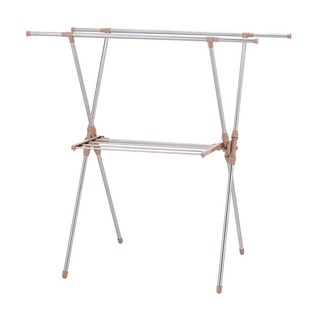 ikloo 宜酷屋 不銹鋼X型多功能折疊曬衣架, 不鏽鋼色