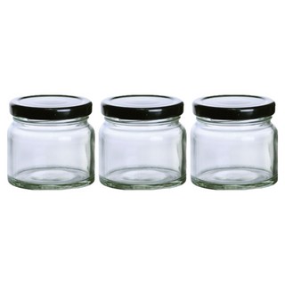 원형 밀폐 유리용기 3p + 블랙캡 3p 세트, 120ml, 1세트