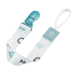 KU.KU Duckbill 酷咕鴨 純真之瞳織帶奶嘴夾 棉花藍, 1個