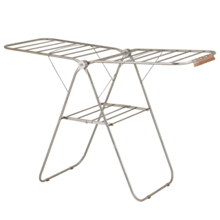 ikloo 宜酷屋 不銹鋼雙開翼型折疊曬衣架 附毛巾側夾, 不鏽鋼色