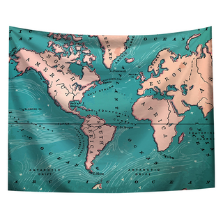 半島良品 居家裝飾掛布 附無痕釘2個 + 倒鉤夾2個, 世界地圖, 1件