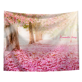 半島良品 居家裝飾掛布 附無痕釘2個 + 倒鉤夾2個, 櫻花樹林, 1件