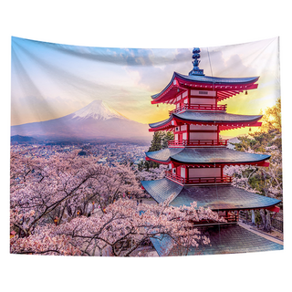 半島良品 居家裝飾掛布 附無痕釘2個 + 倒鉤夾2個, 日本櫻花季, 1件