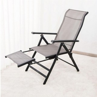 STYLE 格調 加粗鋼管透氣特斯林布摺疊躺椅，165度後仰，人體工學設計，附伸縮腳拖，9段調節，鋼管強化款, LE-011, 1個