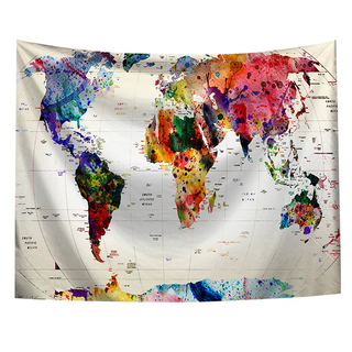 半島良品 居家裝飾掛布 附無痕釘2個 + 倒鉤夾2個, 水彩地圖, 1件