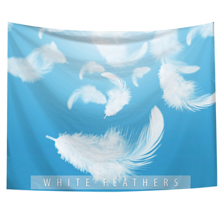 半島良品 居家裝飾掛布 附無痕釘2個 + 倒鉤夾2個, 藍天羽毛, 1件