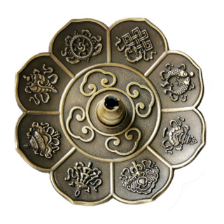 財神小舖 吉祥八寶葫蘆香盤 青銅色 線香盤 香爐 居家擺飾, 9 x 9 x 3.5cm