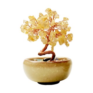 財神小舖 聚寶進財 黃水晶招財樹, 招財擺件，提升財運，改善風水, EM-2701-2, 10 x 6cm
