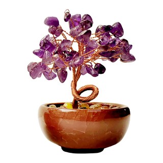 財神小舖 聚寶進財 紫水晶招財樹 EM-2701-1, 紫色 + 棕色