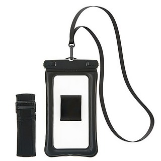 Tamsaa 防水等級 IPX8 4層防水手機袋 + 掛繩 + 臂套, 黑色, 1組