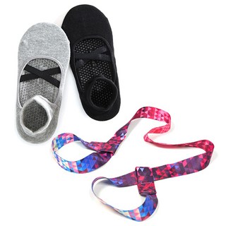 LOTUS 芭蕾女伶專業防滑瑜珈襪 附兩用伸展收納繩