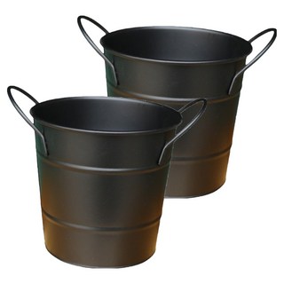 Misoroun 手提式馬口鐵筆筒 11.5 x 11 x 8.8 cm, 2個, 黑色