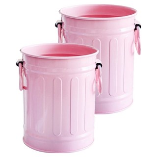 微笑圓筒形多功能馬口鐵筆筒 9.2 x 11.5 x 8.8 cm, 2個, 粉紅色