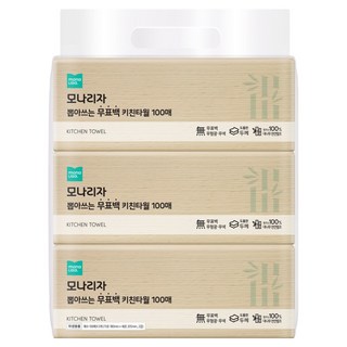 모나리자 뽑아쓰는 무표백 천연펄프 키친타올, 100개입, 3개