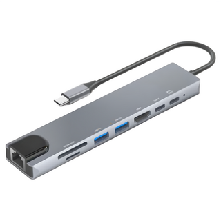 Home Planet 8口 USB3.0 USB-C 集線器, 灰色, 1個