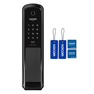 KOCOM 卡片鑰匙 指紋辨識 免鑽孔 推拉式 智慧玄關門鎖 現代黑 KDL-NP760, KDL-NP760(現代黑), 顧客自行安裝