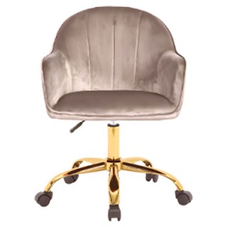 E-home 吉諾斯輕奢流線絨布電腦椅 香檳色 舒適透氣 可調節高度, 61 x 60 x 82~92cm