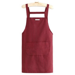 리빙홈 패브릭 스트라이프 앞치마, 레드, 1개