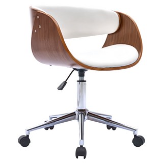 E-home Moroe 莫羅可調式曲木電腦椅 TFC149A-wht 白色 可調高度 360度旋轉 PU皮革透氣, 1個