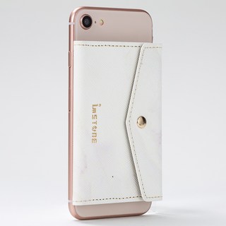 imSTONE 手機防盜石革卡套 金屬扣, 1個, 白大理石