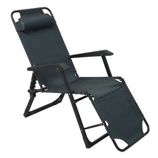 STYLE 格調 180度可平躺休閒躺椅 LE-008 可摺疊收納 附頭枕 高承重透氣, 黑色