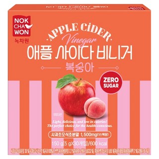 NOKCHAWON 綠茶園 零糖蘋果醋 水蜜桃口味, 5g, 1個, 30件, 150g