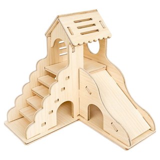 Lanboer 倉鼠圓弧曲線雙層木屋, 1個, 單一顏色