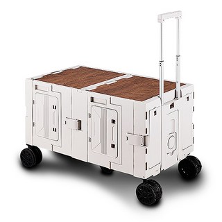 HONG JIN 宏晉 長型折疊購物推車 150L 85 x 50 x 101.5cm, 白色 + 咖啡色, 1個