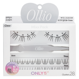 Ollio 免膠水假睫毛混合包 無色無味透明套組, 1個, 混合色