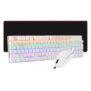 지클릭커 스페셜 키보드 적축 + 마우스 + 장패드 세트, WHITE(키보드, 마우스), BLACK(패드), GMK-510X, 일반형