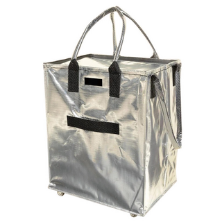 bebehome 防潑水摺疊編織收納推車 銀色 大容量 附輪子 方便收納, 1個