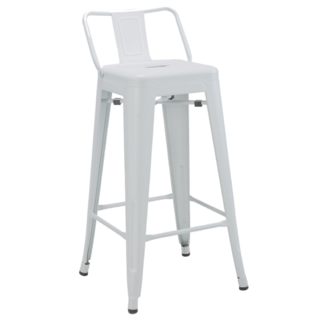 E-home Myth 密斯工業風金屬低背吧檯椅, 白色, 1個