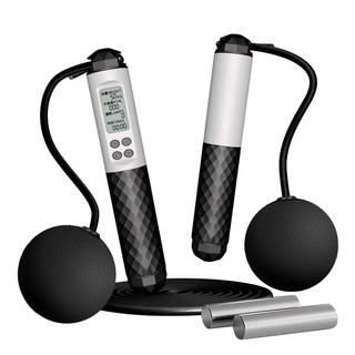 無繩跳繩/電子跳繩 跳繩 + 球 + 長繩 + 負重條 + 收納袋 + 螺絲起子 + 電池, 1組, 黑白撞色