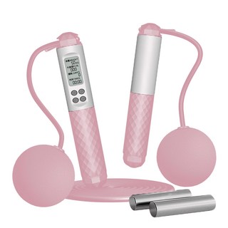 無繩跳繩/電子跳繩 跳繩 + 球 + 長繩 + 負重條 + 收納袋 + 螺絲起子 + 電池, 1組, 粉白撞色