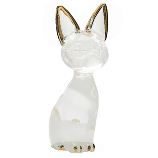 上手家居 天氣瓶 安德森貓 19 x 8 x 5cm 玻璃擺飾 氣象預報, 安德森貓 透明 + 金色