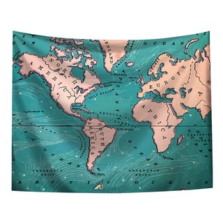 半島良品 居家裝飾掛布, 世界地圖 藍色, 1件