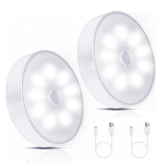 AHOYE 充電圓形感應燈/小夜燈/led感應燈2件組 6000K, 1組, 白光