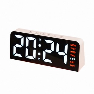 上手家居 大數字LED電子鐘 白色霓虹橙 時尚簡約 日期 星期 氛圍燈