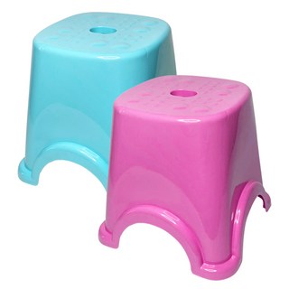 ezHome 家庭生活的達人 小智高椅2件組 兒童椅 小板凳 塑膠椅, 藍色 + 粉色, 1組